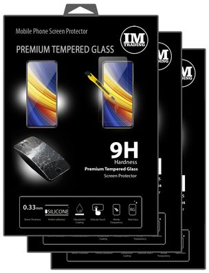 3X Schutz Glas 9H Tempered Glass Display Schutz Folie Display Glas Screen Protecto