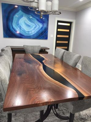 Epoxidharz Esstisch River Table Echtes Holz Massiv Tische 240x100 Flusstisch Neu