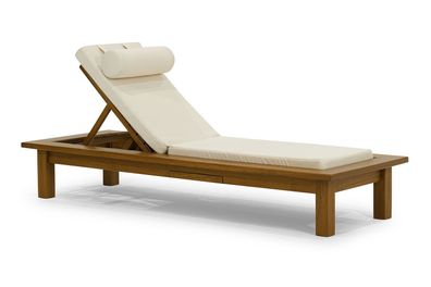 Moderner Dunkelbrauner Liegestuhl Holzgestell Luxuriöse Chaiselongue