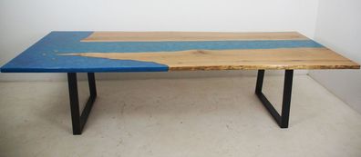 Esstisch River Table Echtes Holz Flusstisch Epoxidharz 260x100 Massive Tische