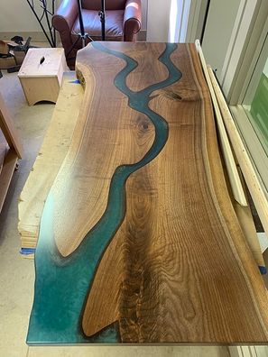 Esstisch River Table Echtes Holz Flusstisch Massiv Epoxidharz Tische 260x100 Neu