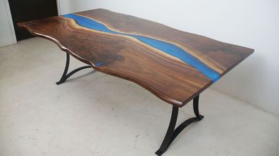 Esstisch River Table Echtes Holz Flusstisch 220x100 Massive Tische Epoxidharz