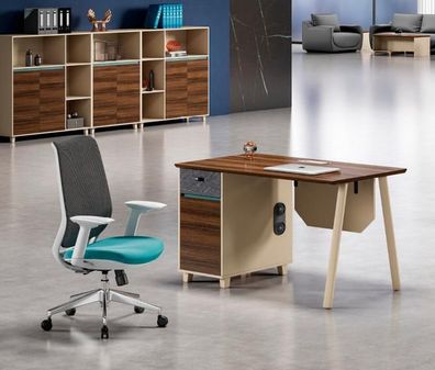 Tisch Holz Büro Bürotisch Arbeitstisch Schreibtisch Büromöbel Braun