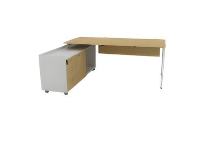 Stilvolle Ecke Büro Schreibtisch Luxus Holzmöbel Arbeit Schreibtisch beige Tisch