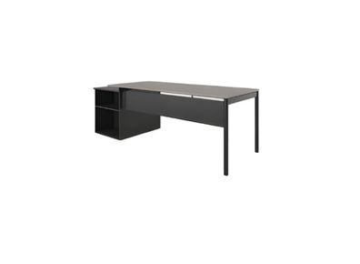 Stilvoller Schreibtisch grau schwarz Luxus Büromöbel Regale Workstation