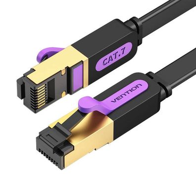 Flaches Netzwerkkabel - Ethernet-Kabel 15 m Schwarz - von bis zu 10 Gbit/s Übertra