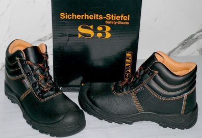 Bullstar 2442 Echtleder S3 Sicherheits Arbeits Stiefel Boots Schuhe SRC Stahlkap