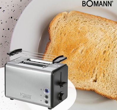 Bomann TA1371CB Toaster Doppelschlitz 850W 5 Stufen Brotaufsatz Edelstahl BLK