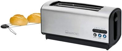 Clatronic TA3687 Langschlitz Toaster 4 Scheiben 7 Stufen Brotaufsatz 1200W EDEL