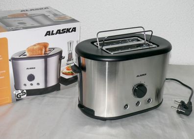 Alaska TA2230S Retro Toaster Doppelschlitz 870W 7 Stufen Brotaufsatz Edelstahl