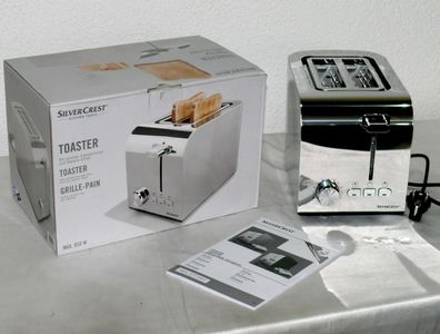 SC STS850D1 Designer Toaster Doppelschlitz 850W 7 Stufen Auftau Edelstahl Silber