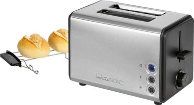 Clatronic TA3620 Toaster Doppelschlitz 850W 5 Stufen Brotaufsatz Edelstahl BLK