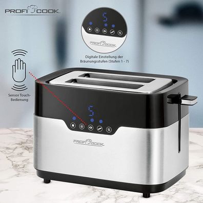 Profi Cook PC-TA 1170 Edelstahl Doppelschlitz Toaster 920W 7Stufen Brotaufsatz