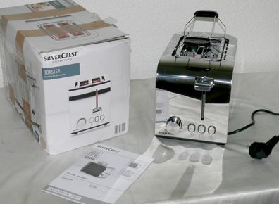 SC STS850E1 Designer Toaster Doppelschlitz 850W 6 Stufen Auftau Edelstahl Silber