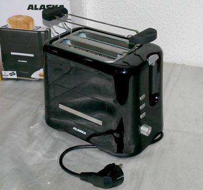 Alaska TA2209DS Retro Toaster Doppelschlitz 870W 6 Stufen Brotaufsatz Black Silb