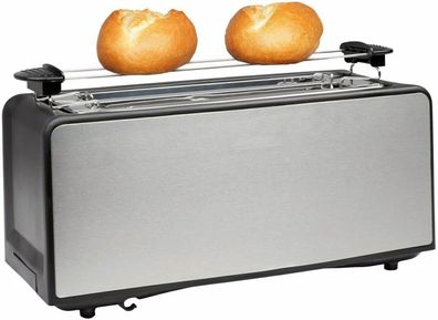 Home Ideas MD19282 Langschlitz Toaster Extra Breite 1400W 6 Stufen Edelstahl BLK