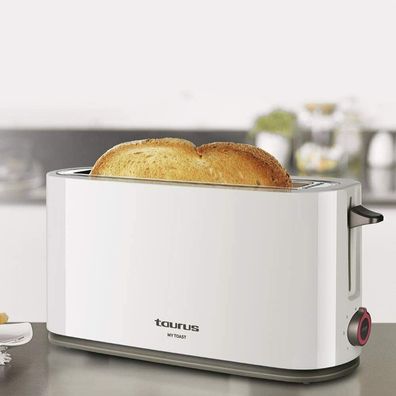 Taurus My Toast Retro Toaster Extra Breite Langschlitz 1000W 7 Stufen Weiß Braun