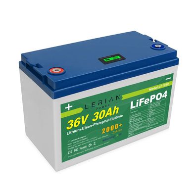 LiFePO4 Akku 36V 30Ah 40A 1080Wh Lithium-Eisen-Phosphat Batterie für Camping Boot