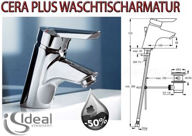 Ideal Standard B8204AA Ceraplus Waschbeckenmischer ECO BAD Waschtischarmatur