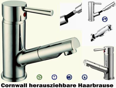 Cornwall Waschtischarmatur Waschbecken Bad armatur Haar Hand Brause Metallgriff