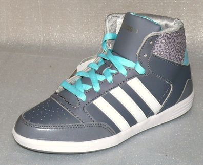 Adidas F98641 Hoops VL MID W Damen Leder Schuhe Sneaker 37 1/3 US6 Grau Türkis