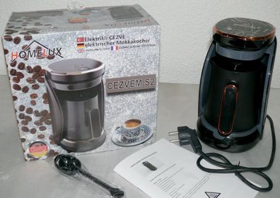 Homelux DC602 Gezvem S2 Türkischer Kaffee Espresso Mokka Kocher 0,4L 500W Black