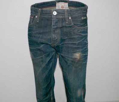 Jack & Jones Stan ORG Selvage RDD Decor Anti Fit Herren Jeans Hose W32 L34 Blau