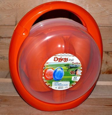 Enjoy Style Picknick Satz 32-Teilig Camping Geschirr Besteck Piknik Orange Kunst