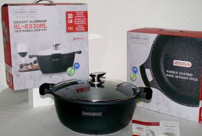 RL-BS30ML Ø30cm 7L Koch Suppen Geschirr Casserole Topf Deckel Marmorschicht BLK