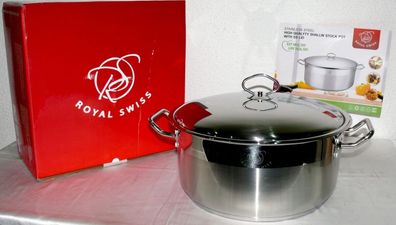 Royal Swiss Ø36cm 17L Koch Suppen Geschirr Casserole Topf Deckel Edelstahl 18/10