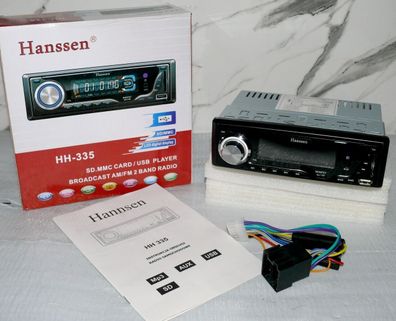 Hanssen HH335 Designer Autoradio CAR HiFi MP3 AUX USB SD Spieler Radio Tuner