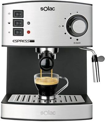 Solac CE4480 Espresso Cappuccino Pad Kaffeeautomat 19Bar 850W 1,6L Edelstahl