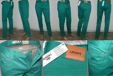 Lacoste HH 7086 5L0 Stoff Jeans Slim Fit 5 Pocket Stretch Hose W32 L34 Mint Grün