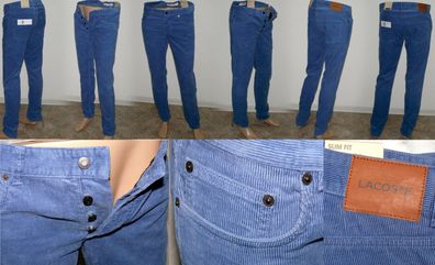 Lacoste HH 2755 00 01Y Cord Jeans Slim Fit 5 Pocket Hose 100%Cotton W32 L34 Blau