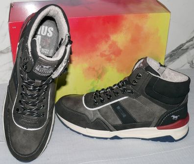 Mustang Denim Warme ZIP Herbst Winter Schuhe Boots Stiefel Futter 42 Dk. Grau D93