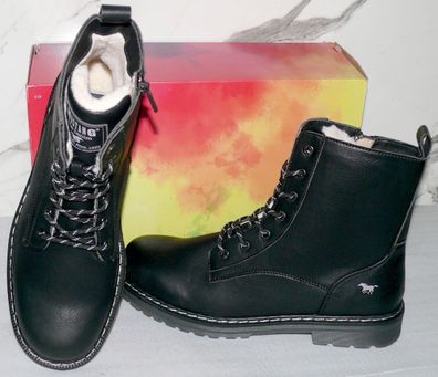 Mustang Denim ZIP Warme Herbst Winter Schuhe Boots Stiefel Futter 42 Schwarz D19