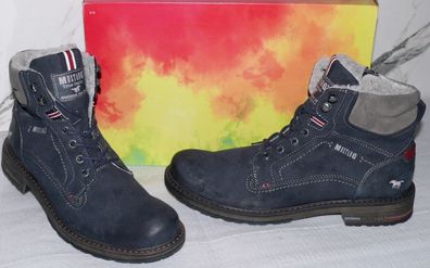 Mustang Modern ZIP Warme Herbst Winter Schuhe Boots Stiefel Futter 42 Navy D2