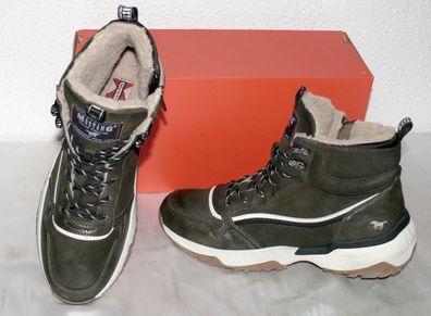 Mustang Denim ZIP Warme Herbst Winter Schuhe Boots Stiefel Futter 42 Dk. Grün N10