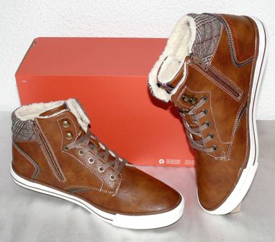 Mustang Denim ZIP MID Warme Herbst Winter Schuhe Boots Warm Futter 42 Cognac N66