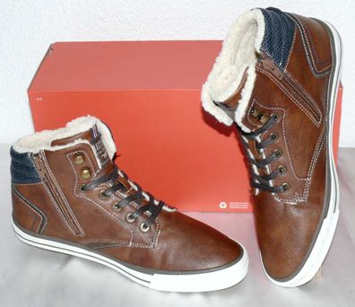 Mustang Denim ZIP MID Warme Herbst Winter Schuhe Boots Warm Futter 42 Braun N72