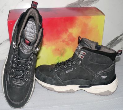 Mustang Denim Warme ZIP Herbst Winter Schuhe Boots Stiefel Futter 42 Dk. Grau D86