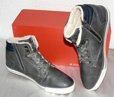 Mustang Denim ZIP MID Warme Herbst Winter Schuhe Boots Warm Futter 42 Grau N70