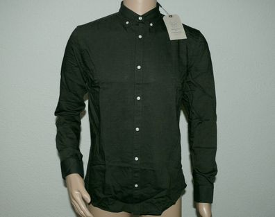 Jack & Jones 12134912 JOR OXFORD Sol Hemd Shirt Langarm Slim S/M Deep Depth Grün