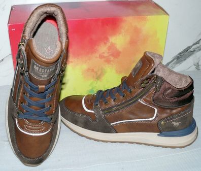 Mustang Denim Warme ZIP Herbst Winter Schuhe Boots Stiefel Futter 42 Braun D54