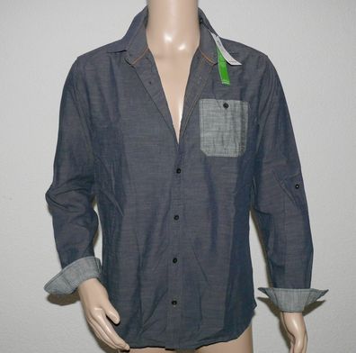 Jack & Jones JCO EAST Mix Herren Hemd Shirt Langarm Slim Fit 12141824 Dk. Grau L