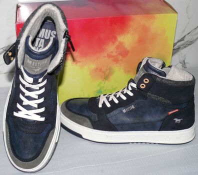 Mustang Denim Warme ZIP Herbst Winter Schuhe Boots Hi Cut Futter 42 Navy WH D71