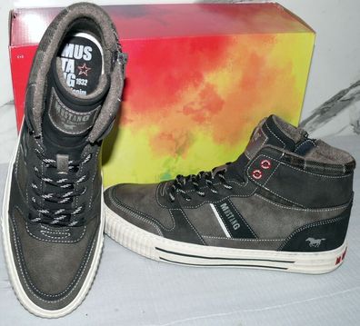 Mustang Denim Warme ZIP Herbst Winter Schuhe Boots Hi Cut Futter 42 Dk. Grau D76