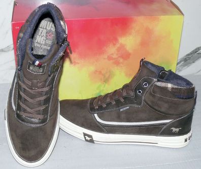 Mustang Denim Warme ZIP Herbst Winter Schuhe Boots Stiefel Futter 42 Braun D116