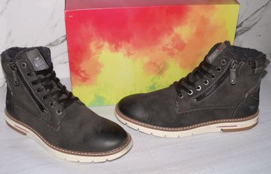 Mustang Denim Warme ZIP Herbst Winter Schuhe Boots Stiefel Futter 42 Braun D50