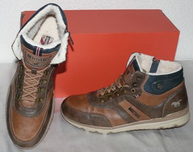 Mustang Denim ZIP MID Warme Herbst Winter Schuhe Boots Warm Futter 42 Braun N75